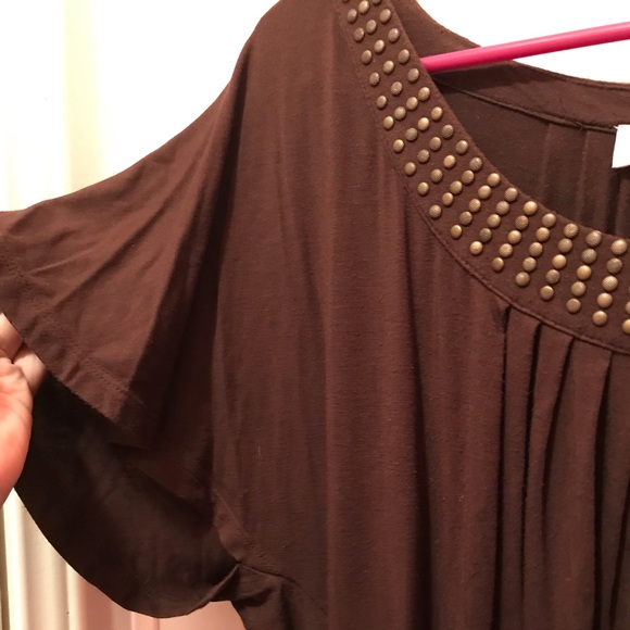 Micheal Kors Brown Flowing Beaded Brown Blouse - Picture 3 of 7